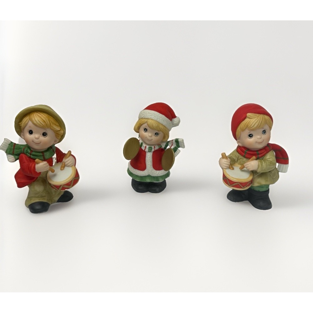 Home Interiors Homco Christmas Drummer Boys Cymbal Girl Figurines #5106 Vintage